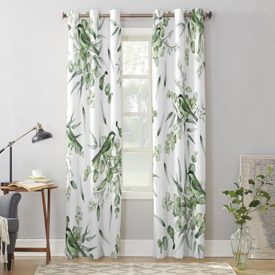 Zomer Groene Bladeren Vogel Aquarel Raamgordijnen voor Woonkamer Slaapkamer Gordijn Modern Keuken Jaloezieën Draperieën Gordijnen 135W x 92H(cm) x1
