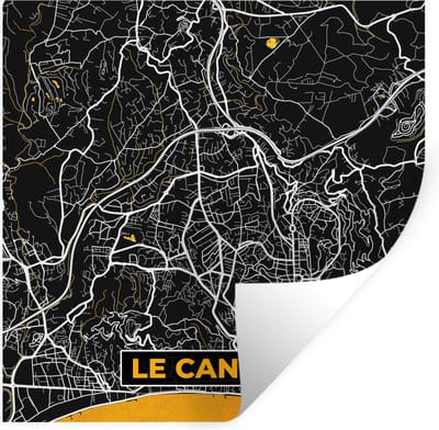 Muurstickers - Sticker Folie - Plattegrond – Kaart – Stadskaart – Frankrijk – Le Cannet - 100x100 cm - Plakfolie - Muurstickers Kinderkamer - Zelfklevend Behang XXL - Zelfklevend behangpapier - Stickerfolie