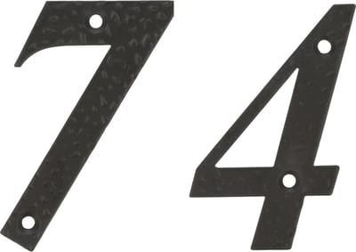 AMIG Huisnummer 74 - massief gesmeed staal - 10cm - incl. bijpassende schroeven - zwart