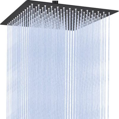Auralum Max Luxe Regendouchekop XL - Ø20 cm - Douchekop - Doucheslang - Waterbesparende - Doucheset - Douchekop Regendouche - Krachtige Straal - Roestvrij Staal - Wellness - Zwart