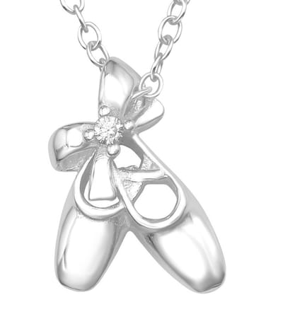 Joy|S - Zilveren ballerina schoentjes hanger met ketting - zirkonia - ketting 39 cm (verstelbaar 36 cm of 39 cm)