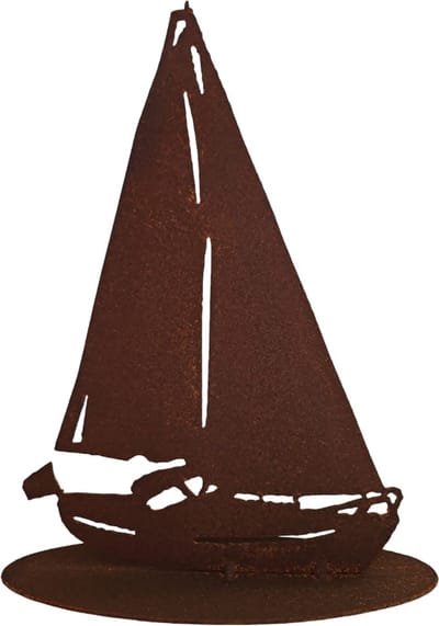 Dream-Garden Zeilboot met vlag roest bruin 28x20cm