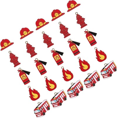 Sleutelhangers Brandweer - Thema Accessoires - Feestdecoratie - Realistische Details - 25 Stuks - Diverse Kleuren