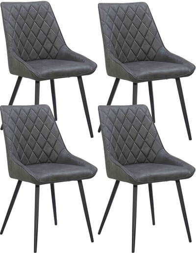 Colenis® - Nordi Eetkamerstoel - Set Van 4 - Antraciet - Microfiber - Microvezel - Zonder armleuning
