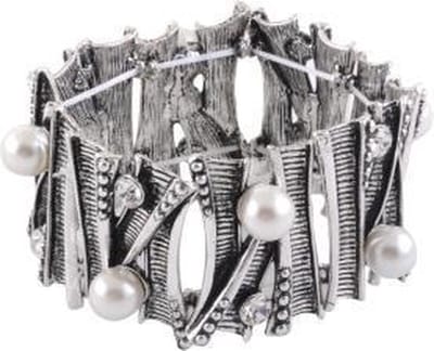 Behave - Armband - Brede Elastische armband met parels en steentjes