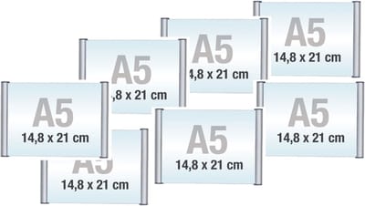 7 pack M65/Bewegwijzeringsborden met Klikprofiel /formaat 9,9x21 cm/wegwijs bordjes/aluminium deurbordjes/naambordje kantoor/route bordje/aanwijs bordje/zelfklevend/verwijs bord/ informatie bord.