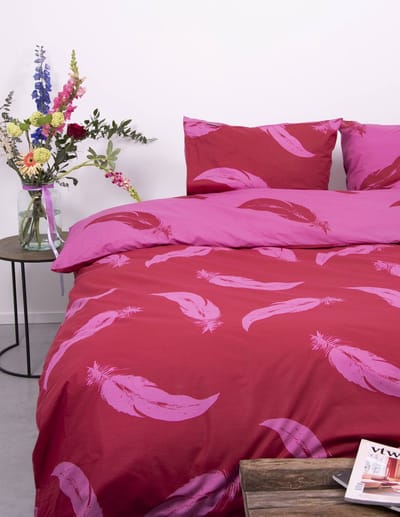 SENZATIONE 100% Katoen Percaline Dekbedovertrek 140x200/220-1x60x70 cm FEATHERS ROOD