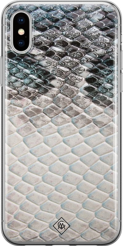 Casimoda® hoesje - Geschikt voor iPhone Xs Max - Oh My Snake - Siliconen/TPU telefoonhoesje - Backcover - Slangenprint - Blauw