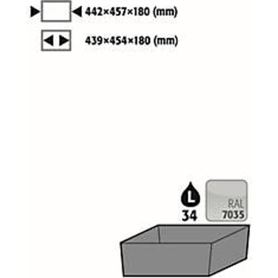 Stawa-R bodemopvangbak voor asecos veiligheidskasten van de series Q30, Q90, S90 en K90, plaatstaal, lichtgrijs, B 442 x D 507 x H 171 mm, 33 l