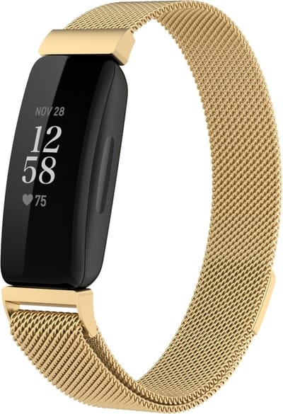By Qubix - Compatible Fitbit bandje - Geschikt voor Fitbit Inspire 2 & Ace 3 Milanese bandje - Maat: Small - Goud Smartwatchbandje bandje Armband Polsband Strap Band Watchband
