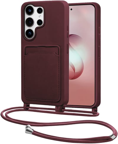 Hoes Geschikt voor Samsung S26 Ultra Met Telefoonkoord - Siliconen Hoesje Backcover Met Ketting - Aubergine