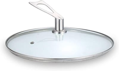 Glazen Pan Deksel - Universeel Kookgerei - Koken en Sudderen - Met RVS Handvat - 32 cm - Transparant
