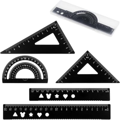 5-delige liniaalset van aluminiumlegering voor studenten, leraren en ingenieurs - geometrie liniaalset met gradenboog