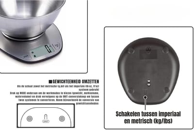 RVV® Keukenweegschaal digitaal met kom - Keukenweegschaal - Keukenweegschaal digitaal - Zilver - 20cm x 18cm x 4cm