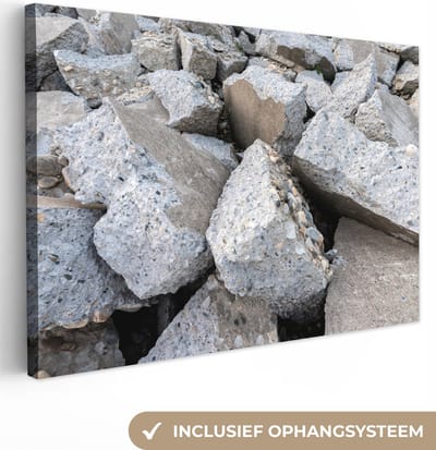 Canvas Schilderij Beton - Stenen - 60x40 cm - Wanddecoratie