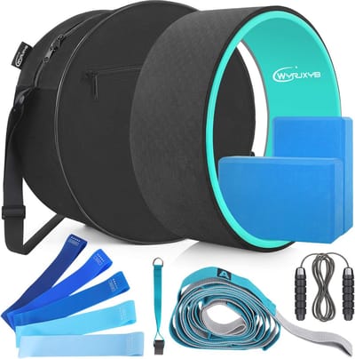 Yoga wielset met yogablokken, weerstandsbanden, yogariem, springtouw en tas voor stretching en fysiotherapie