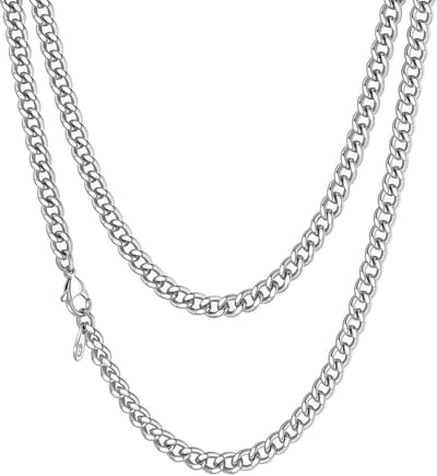 Cubaanse ketting voor heren en dames, schakelketting, 3 mm/6 mm/9 mm/12 mm, lengte 35 cm-75 cm, zilver/goud 18 k/zwart, roestvrij staal 316L, sieraden, halsketting in Amerikaanse stijl