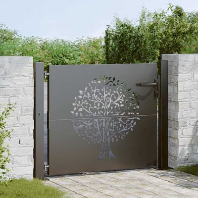 vidaXL - Tuinpoort - 110 - x - 105 - cm - Poedercoated - staal - Zwart - Vergrendelbaar