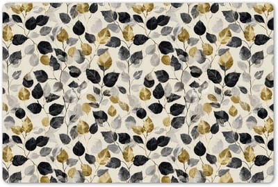 Placemats 45x30 cm - Placemat kunststof - 1 stuk - Botanisch - Goud - Zwart - Borden onderleggers - Decoratie voor op tafel - Keuken tafeldecoratie accessoires - Vinyl onderlegger - Tafelversiering