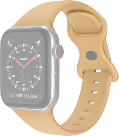 Siliconen bandje - geschikt voor Apple Watch 1/2/3/4/5/6/7/8/9/10/11/ SE (1,2,3) met maat 38 mm / 40 mm / 41 mm en 42 mm (Watch 10/11) - maat S/M - walnootkleurig