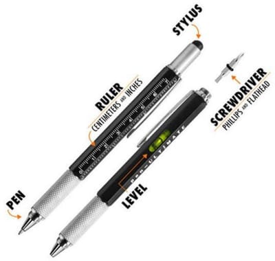 6 in 1 Multitool pen – zwart