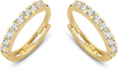 New Bling 9NBG-0057 - Gouden oorringen - 14 Karaat - Met Zirkonia - 12mm - Geel Goud