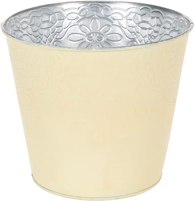 Metalen plantenbak, pastelgeel, Ø16cm H14cm