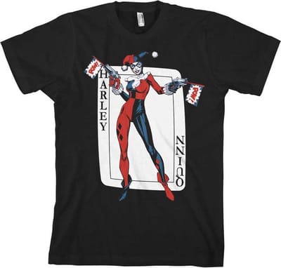 DC Comics Batman Heren Tshirt -S- Harley Quinn Card Games Zwart