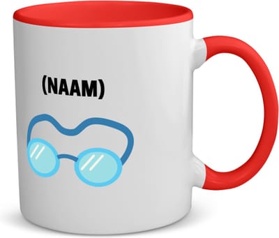 Akyol - duikbril met je eigen naam koffiemok - theemok - rood - Zwemmen - sport liefhebbers - mensen die houden van zwemmen - zwemdiploma - zwemcadeau - verjaardagscadeau - verjaardag - cadeau - kado - geschenk - gift - 350 ML inhoud