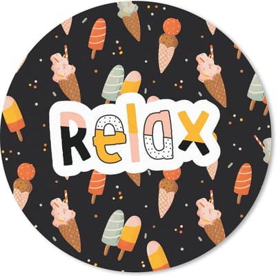 Muismat rond 20x20 cm - Mousepad Zomer - Zwart - IJs - Ronde muismatten