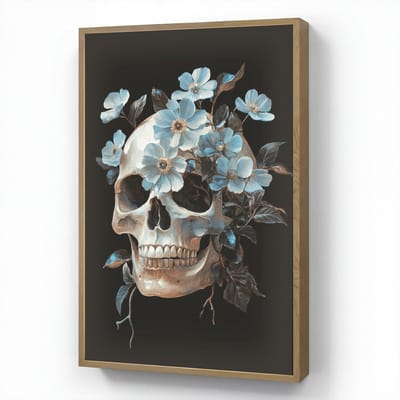 Wandlamp 60x90 cm - Oplaadbaar - Schedel - Blauw - Bloemen - Bladeren - Wandlampen binnen woonkamer - Slaapkamer lamp - Decoratieve nachtlamp - Vloerlamp draadloos