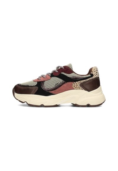 POSH by Poelman ANGY Dames Sneakers - Bordeaux met taupe combi