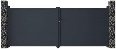 Vente-unique Draaipoort van aluminium antraciet - L397 x H165 cm - NAZARIO