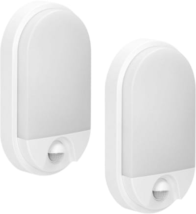 Set van 2 -NEFRYT LED Buitenlampen met Bewegingssensor – Tuinverlichting 4000K – Buitenverlichting met IP54 - Muur / Wandlamp 1100lm – buiten IK08 - Wit