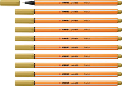 STABILO point 88 - Premium Fineliner - Fine 0,4 mm – Khaki– Doos 10 stuks