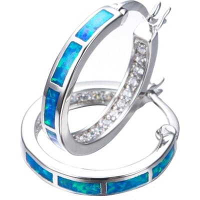 Mode Blauwe Vuur Opaal Stud Hoepel Oorbellen Oorbel Voor Vrouwen Meisje Sieraden Cadeau