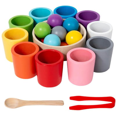 Montessori Houten Speelgoed Kleur Bekers Matchen Sorteren Cognitie Spel Training Vroegschoolse Educatie Leren Educatief Speelgoed Voor Kinderen red