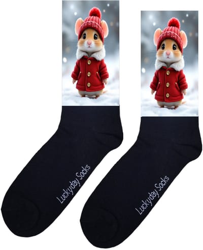 Muis - Opkikker - Grappige sokken - Valentijns cadeau - Verjaardag cadeau - Sint cadeau - Leuke sokken - Sneeuw - Natuur - Vrolijke sokken - Cadeautje - Grappige cadeau - Kerstsokken - Vaderdag - Moederdag - Socks maken Happy - 37-44
