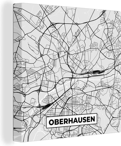 Canvas Schilderij Stadskaart - Duitsland - Plattegrond - Oberhausen - Kaart - 20x20 cm - Wanddecoratie