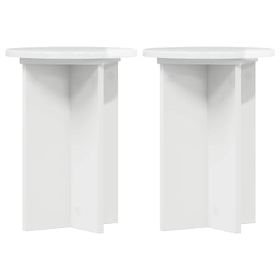 vidaXL - Plantenstand - 2 - st - Hoogglans - Wit - Ø29,5 - x - 40 - cm - Bewerkt - hout