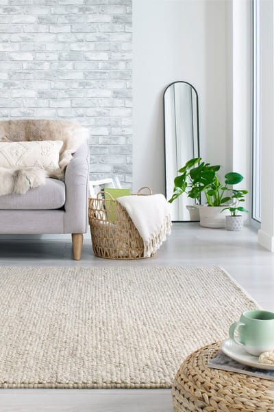 Flycarpets Minerals Uni Modern Laagpolig - Wol - Bolletjes Vloerkleed - Naturel / Beige - 160x230 cm