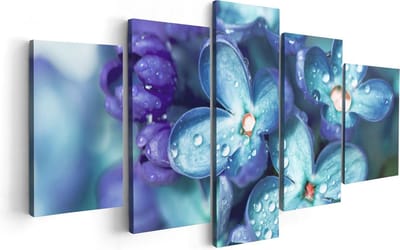 Artaza Canvas Schilderij Vijfluik Blauwe Lila Bloemen - Seringen - 100x50 - Foto Op Canvas - Canvas Print