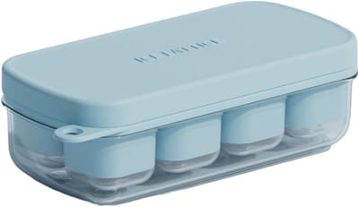 Ijsblokjes lade - Ijsvorm met deksel - Dranken koelen - Gemakkelijk los te maken - 14x4.5 cm - Blauw