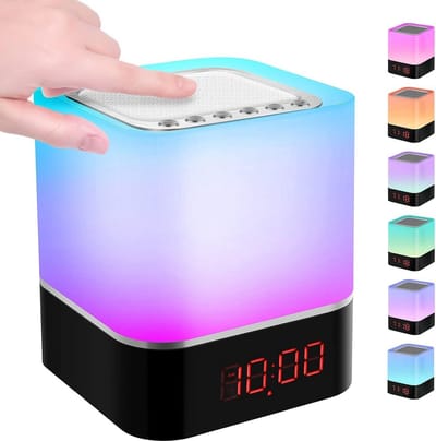 5-in-1 Wekker met LED Nachtlamp, Bluetooth Speaker en Oplaadbaar