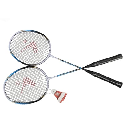 1 Paar Blauwe Badminton Racket Set Aluminiumlegering Comfortabele Handgreep Antislip Badminton Racket Kit gray