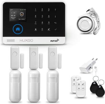 Draadloos WiFi + GSM Alarmsysteem met Sirene | Complete Slimme Beveiligingsset met 3 Bewegingssensoren en 3 Deur-/Raamsensoren | Geschikt voor Thuis en Appartement