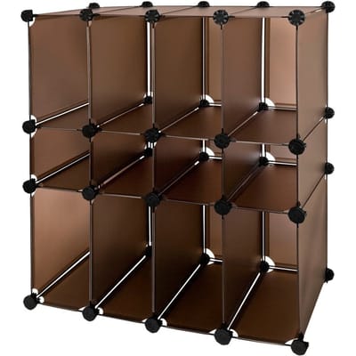 SoBuy Vakkenkast - 12 Vakken - 95 x 76 x 38 cm - Kunststof - Grijs