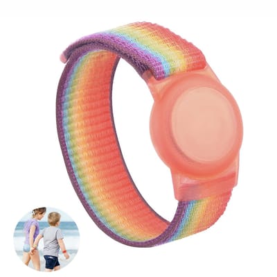 Consumerce® Nylon Armband Geschikt voor AirTag met Klittenband Sluiting – Rainbow - Kind Polsband – Kids GPS Horloge – Peuter – Tracker – Ouderen – Kinderhorloge – Kinderen – Volgsysteem – Trackers Armbanden