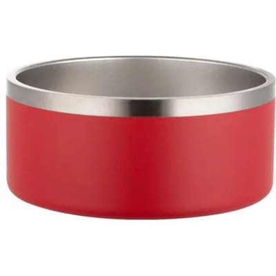 Gamelle ronde en acier inoxydable pour chien et chat, double gamelle sous vide, grande capacité, accessoires pour chiots rouge
