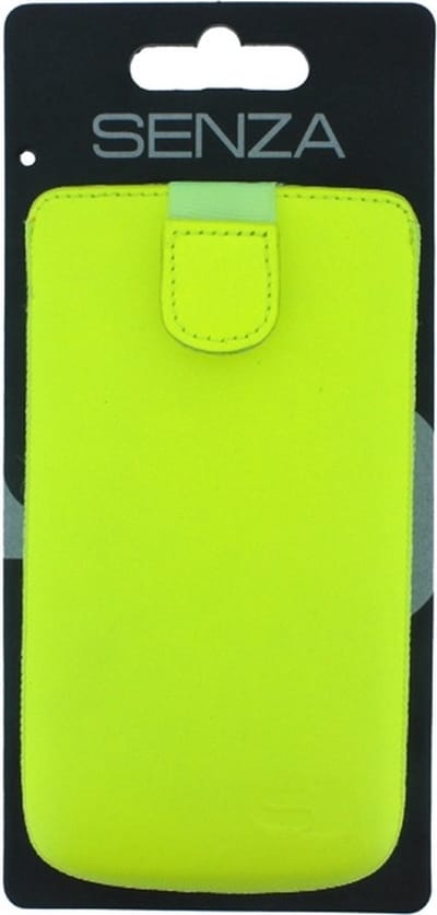 Hoesje - Senza - Slide Serie - Echt Leer Insteekhoes - Neon Yellow - Hoesje Geschikt Voor